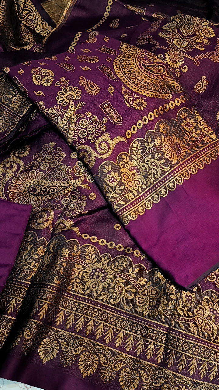 3pc banarsi magenta dhankh