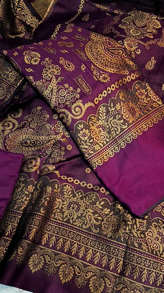 3pc banarsi magenta dhankh