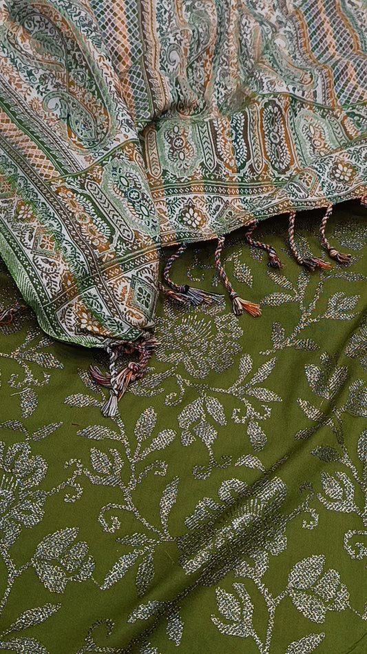 3pc woven botti dhankh pashmina