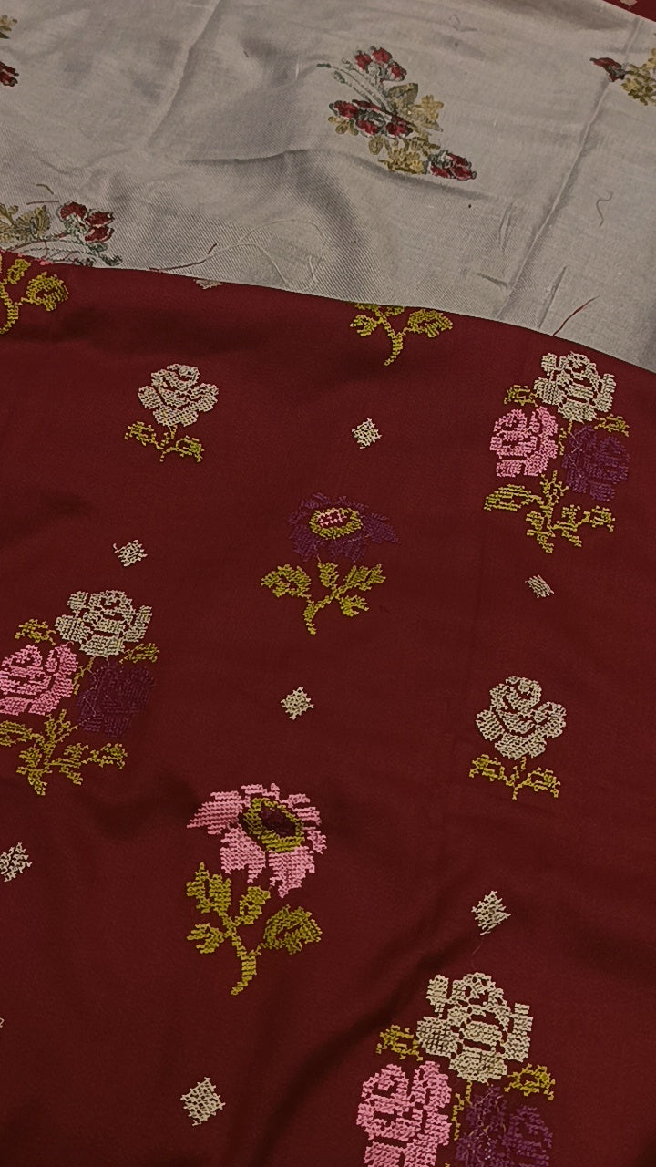 3pc cross flower dhankh shawl