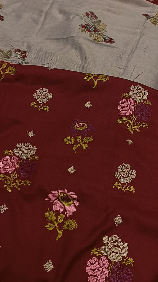 3pc cross flower dhankh shawl