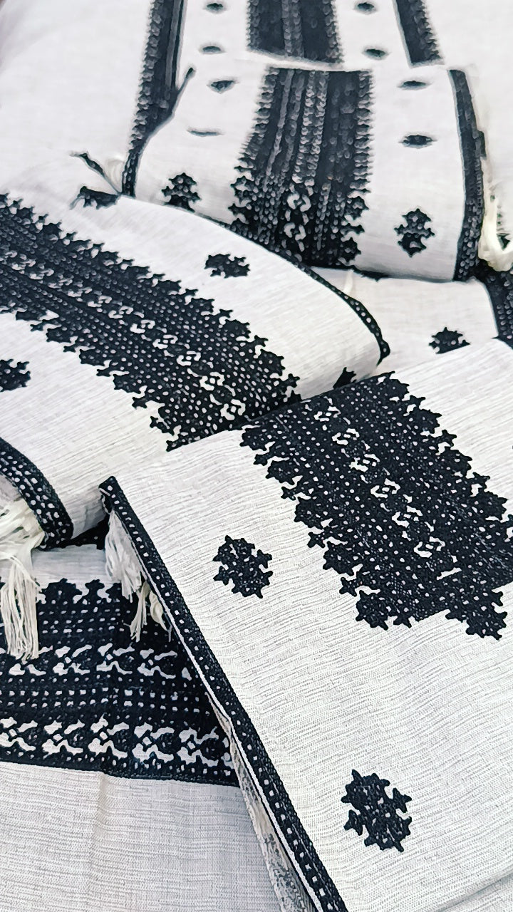3pc grey chambray khaddar