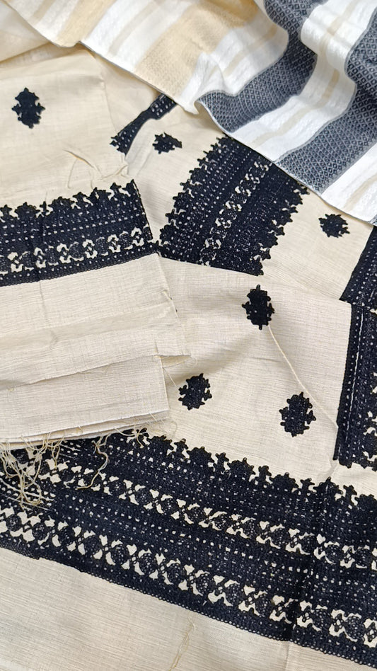 3pc chambry khaddar off white