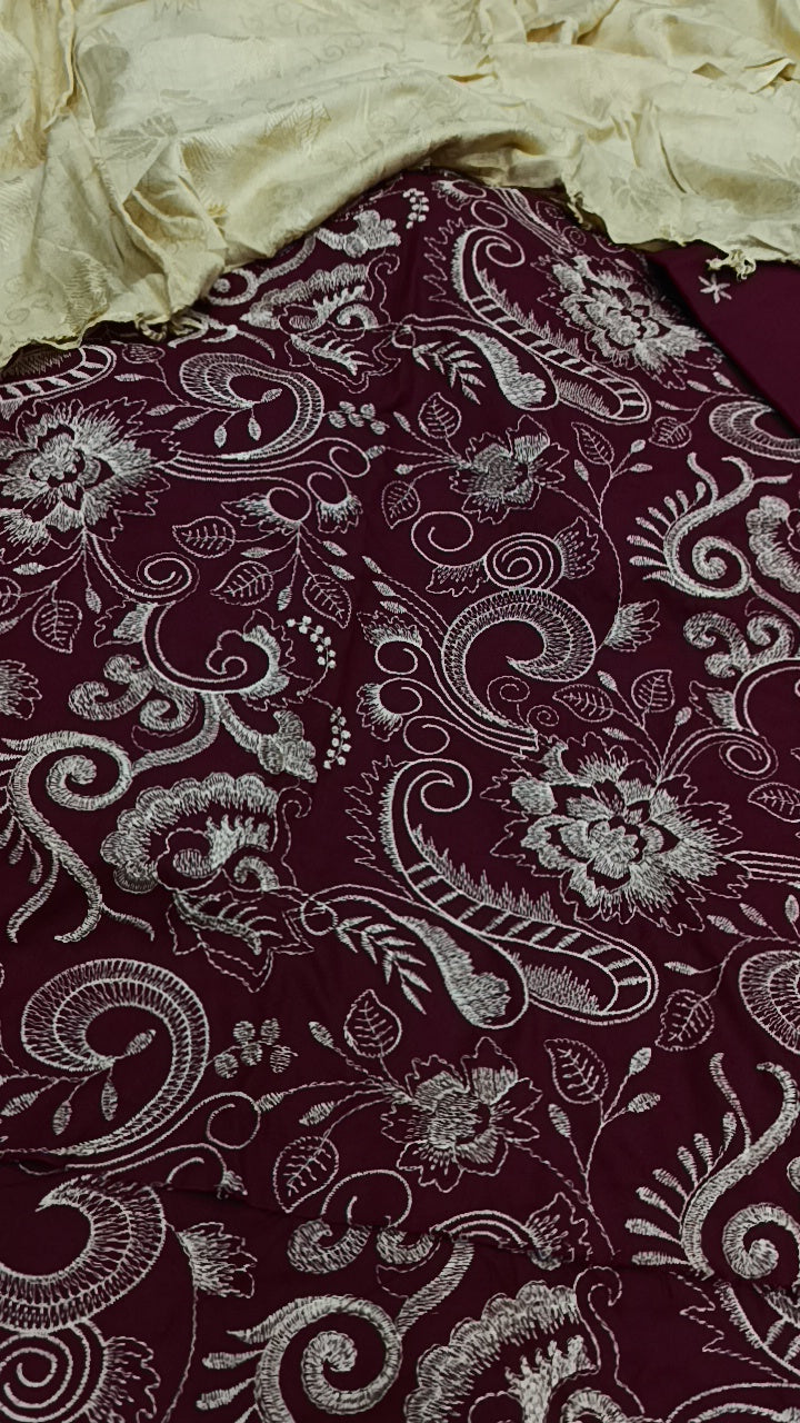 3pc mehroon moor dhankh