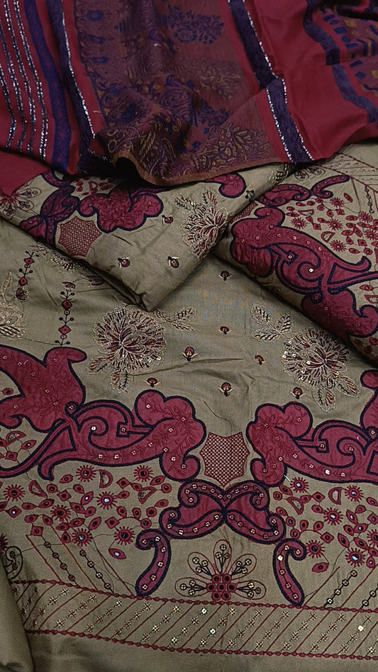 3pc petal brown meh dhankh