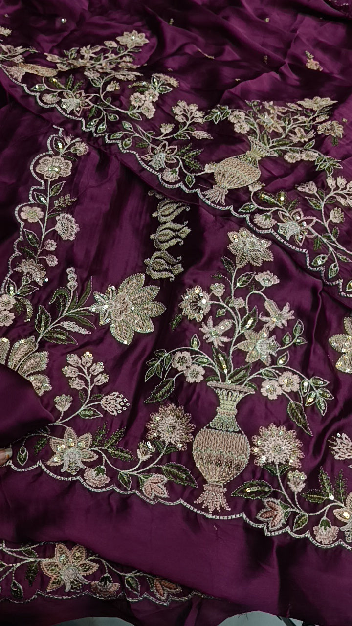 2pc Meera magenta silk