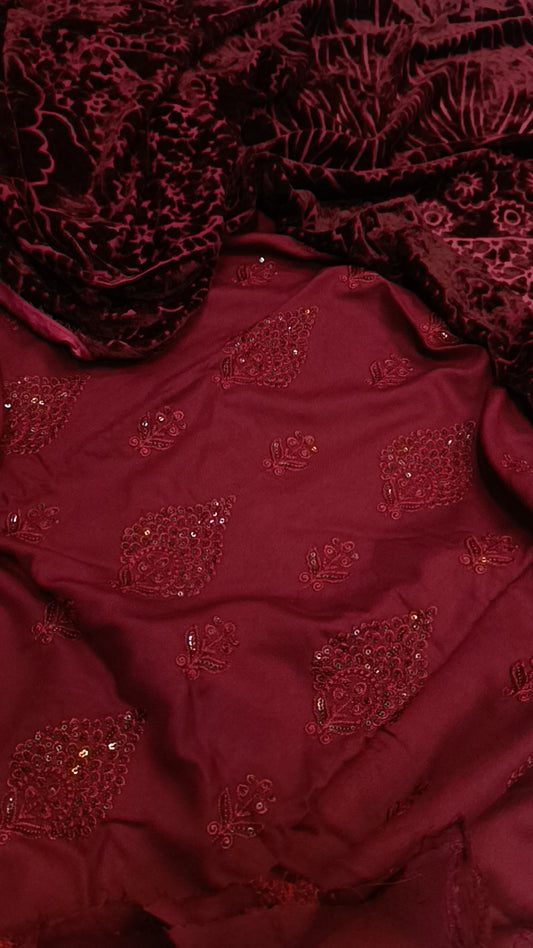 3pc pata palachi maroon dhank