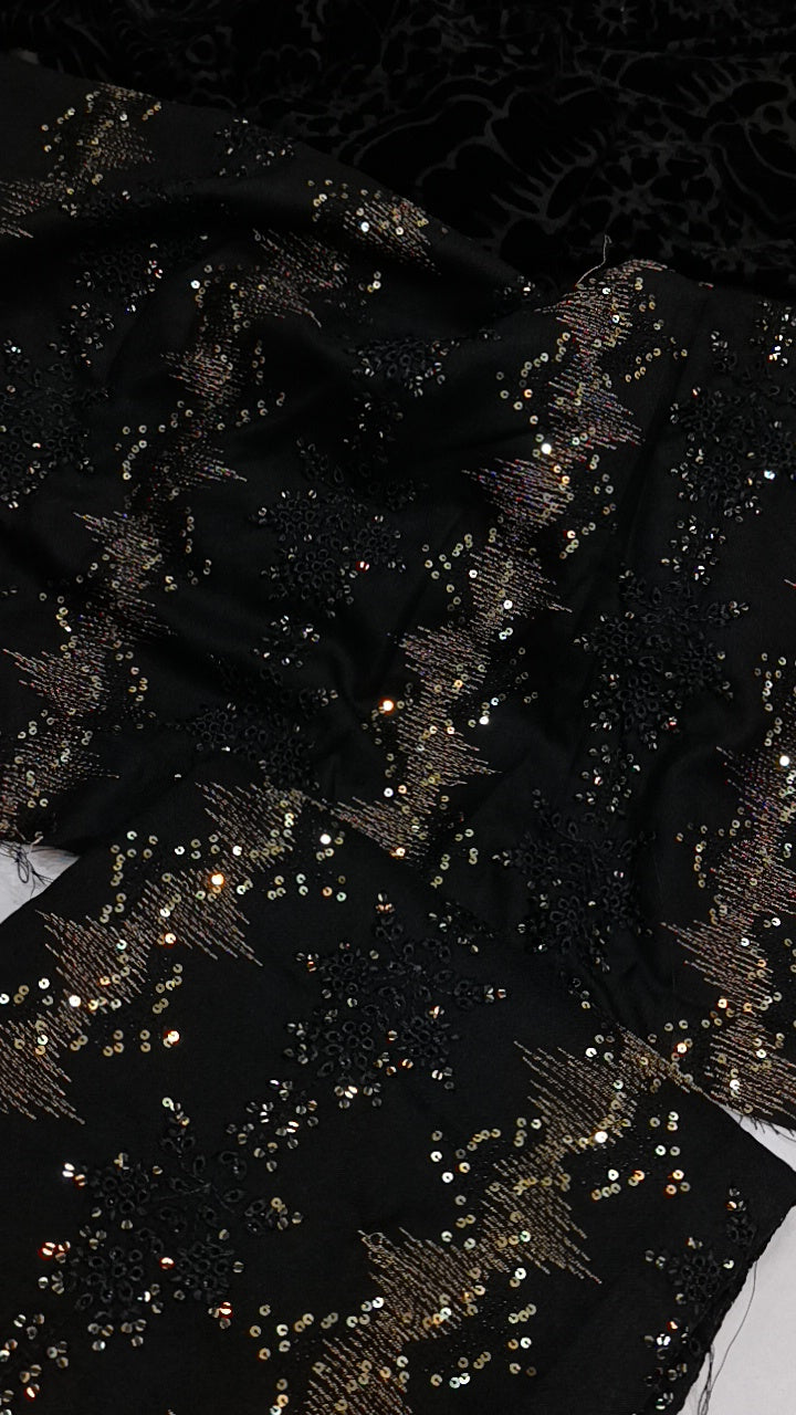3pc Nusrat black  dhanak palachi shawl