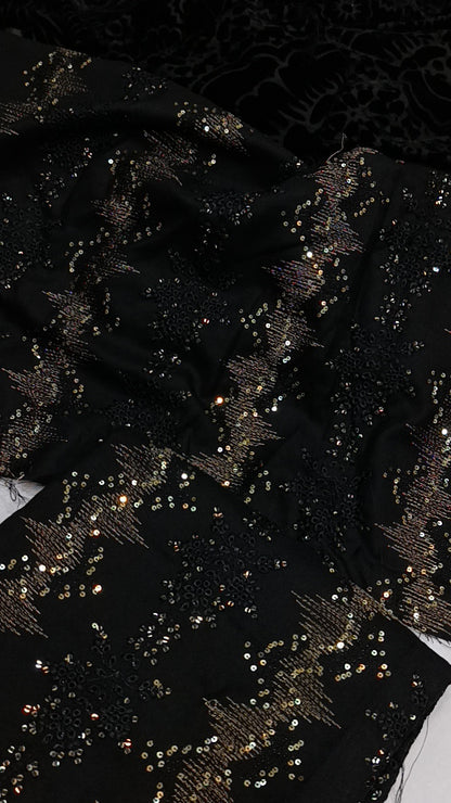 3pc Nusrat black  dhanak palachi shawl