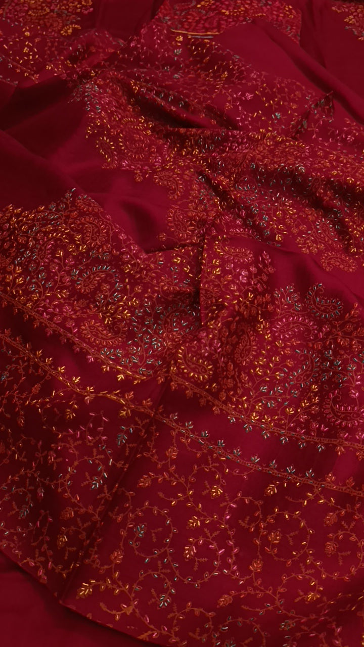 3pc kacha tanka mehroon pashmina