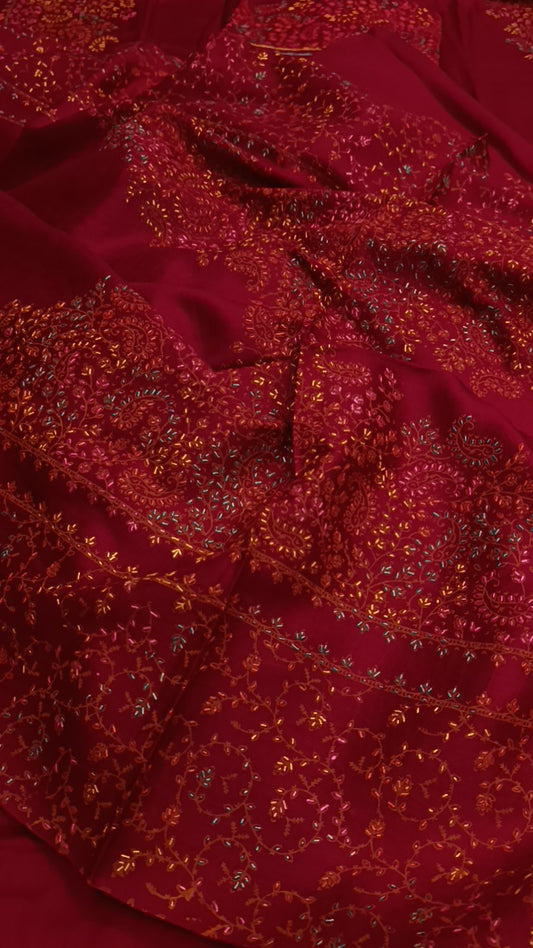 3pc kacha tanka mehroon pashmina