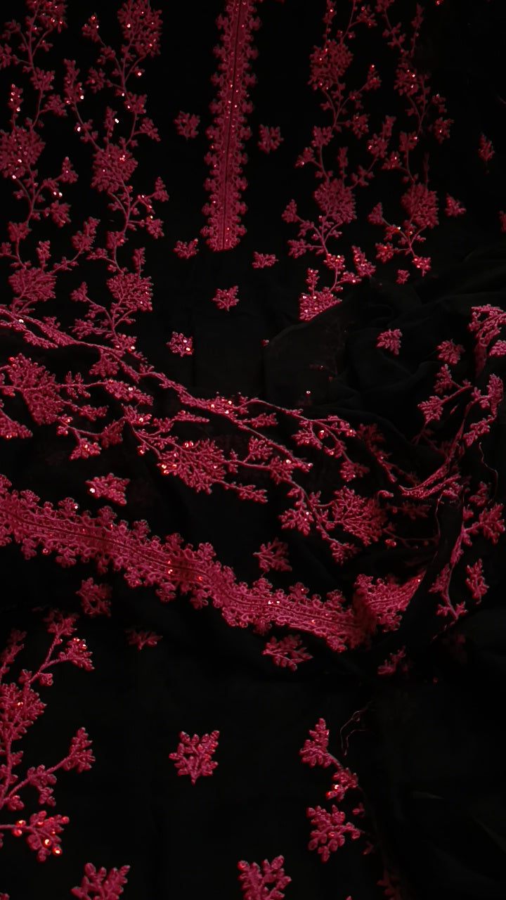 3pc bisma black pink chiffon