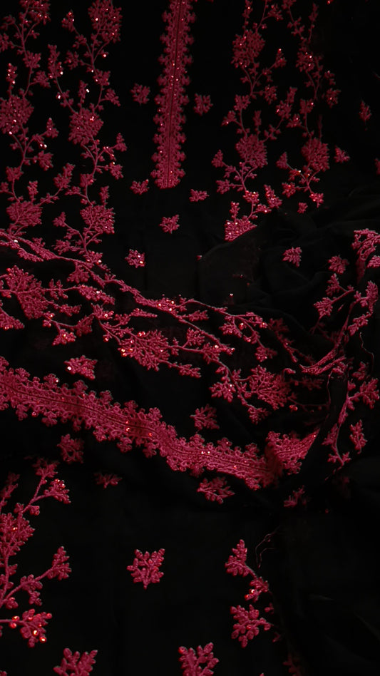 3pc bisma black pink chiffon
