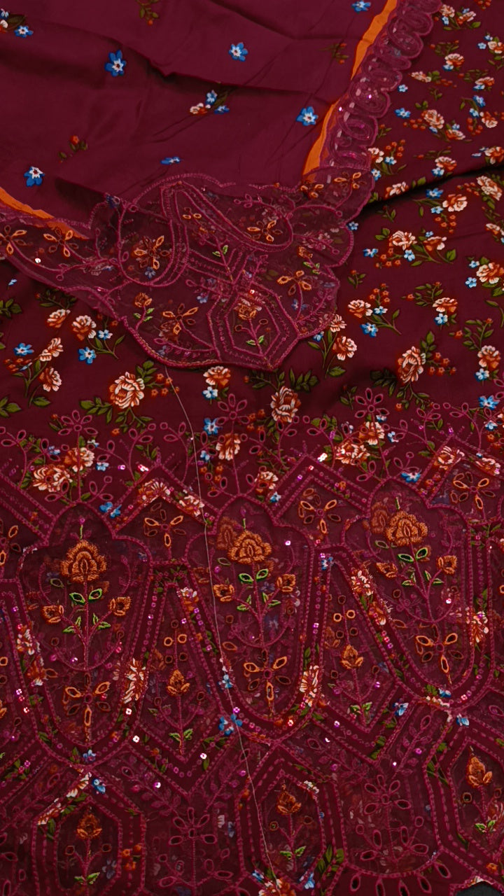 3pc mehroon mohagni leien