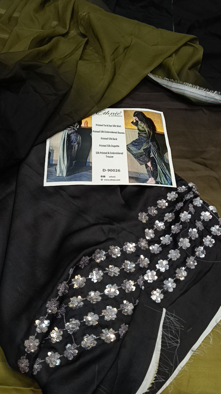 2pc shimmer black silk