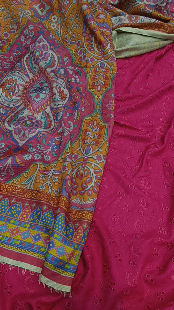 3pc sozni pink tafeeta  dhankh