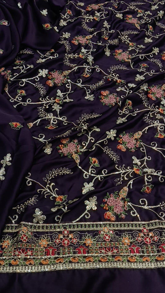 2pc noir veloura  purple silk