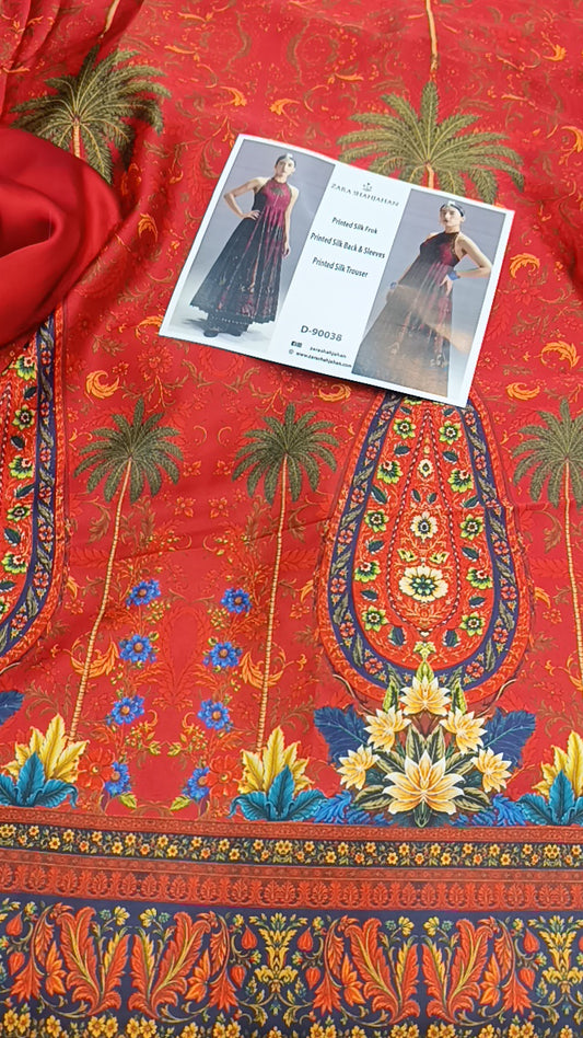 3pc Zara shahjahan silk orange