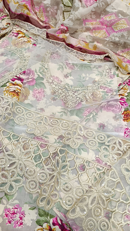 3pc Qissah pink lawn