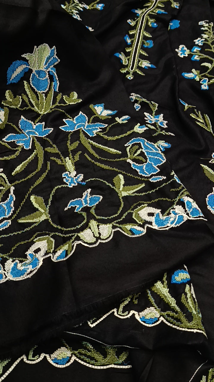 3pc Noor mehal black cross dhankh