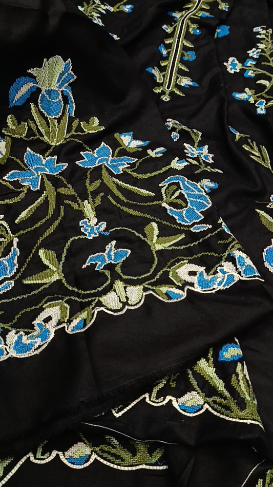 2pc Noor mehal black cross dhankh