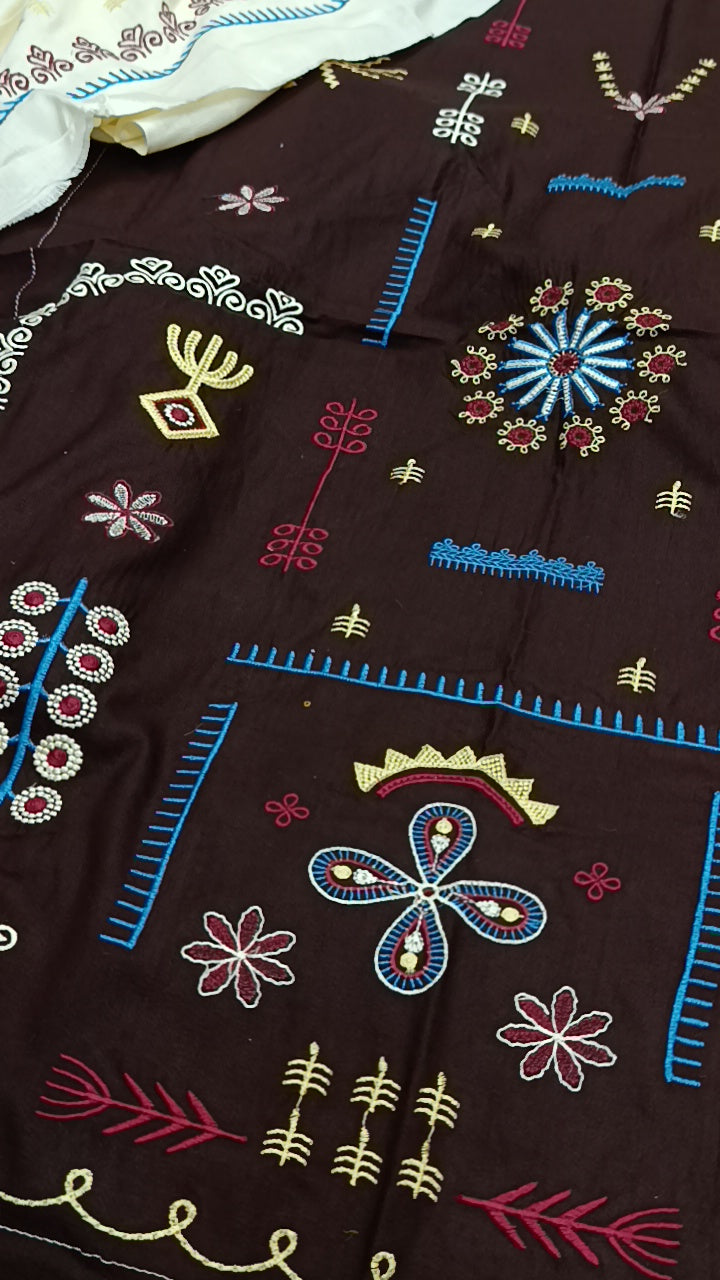 2pc Preeti chocolate brown dhanak