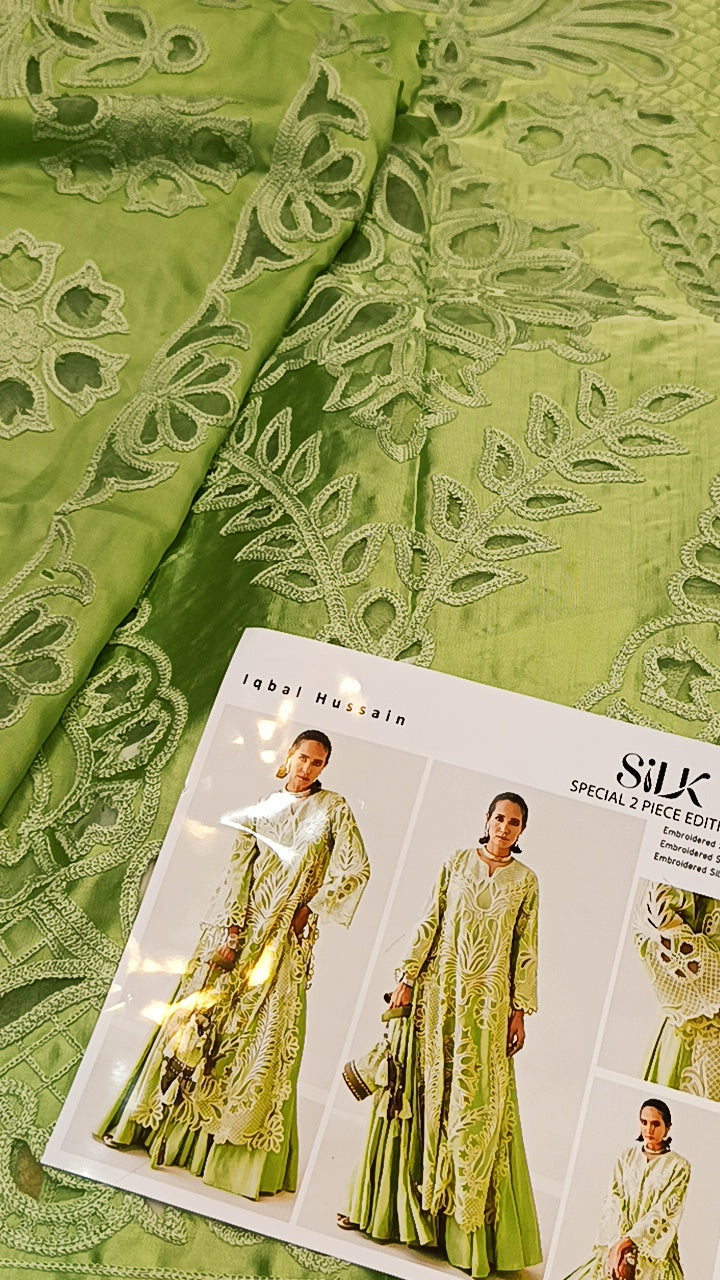 2pc pistachio iqbal hussain silk