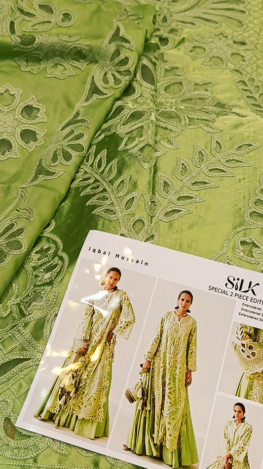 2pc pistachio iqbal hussain silk