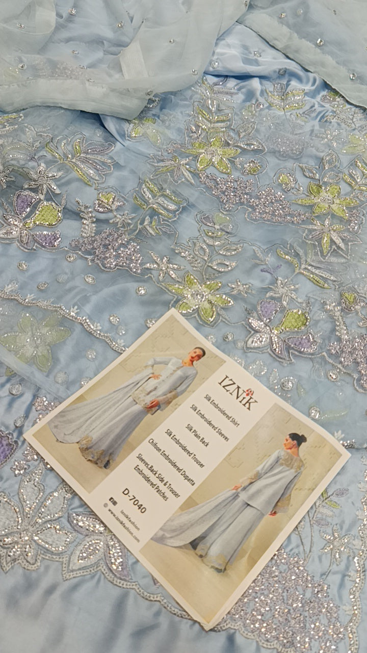 3pc Iznik musk Reena silk Sky blue