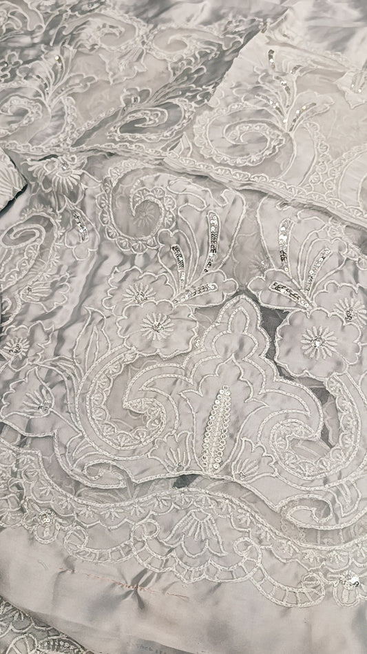 2pc grey mehro Iqbal Hussain silk
