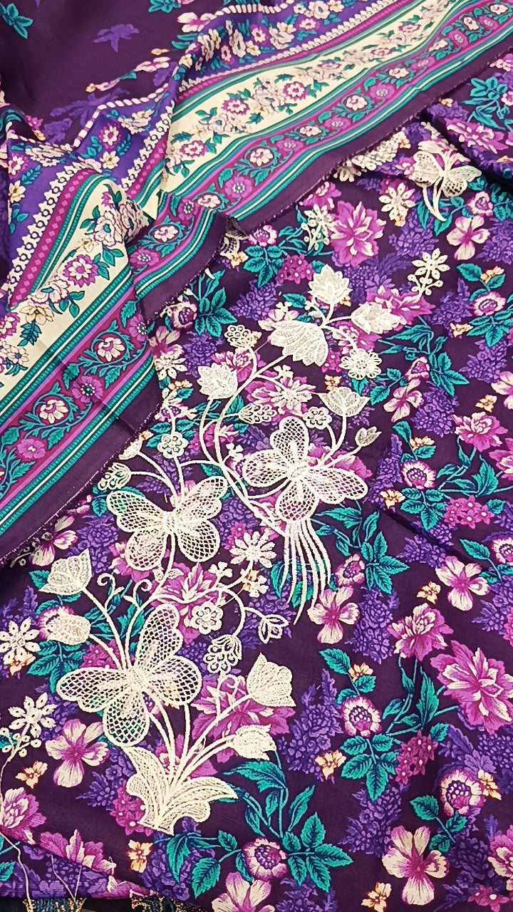 3pc sajal multi khader butterfly
