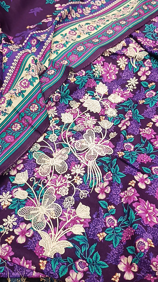 3pc sajal multi khader butterfly