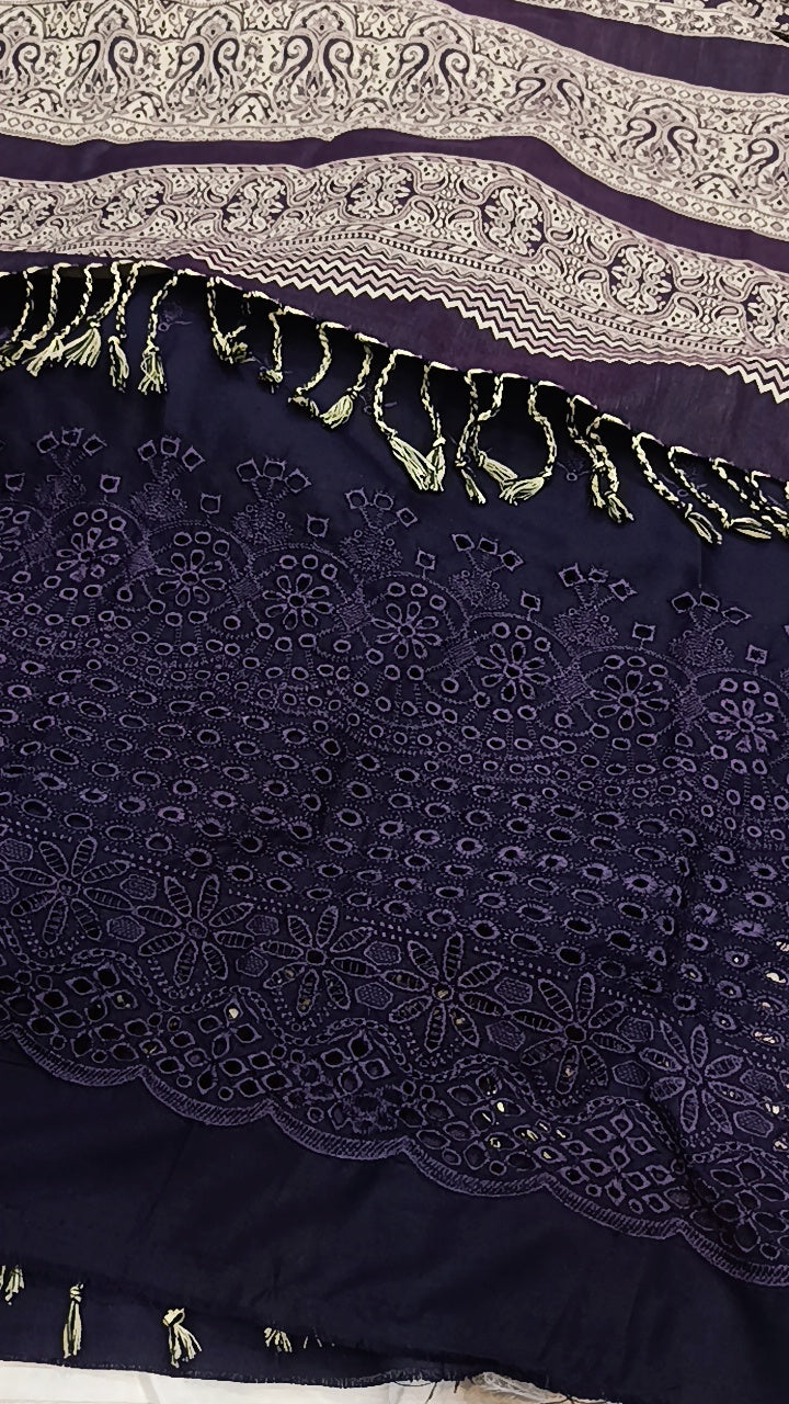 3pc kashida shifli purple dhankh