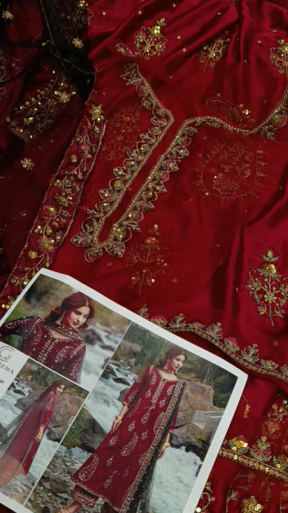 3pc gigga maal mehroon silk charisma