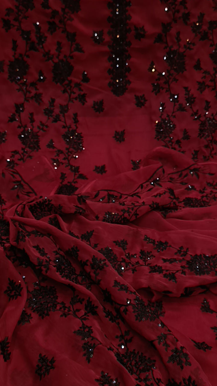3pc bisma maroon chiffon