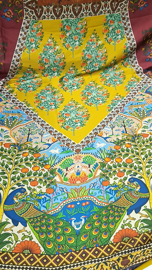 2pc  sana safinaz peacock print silk