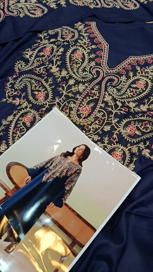 2pc navy blue Zara shahjahan pop dhanak