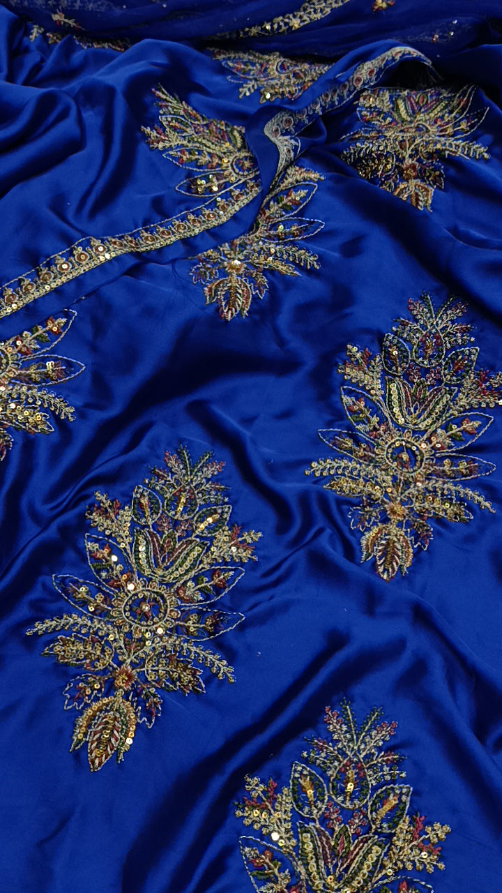 3pc royal blue shahi sittari silk