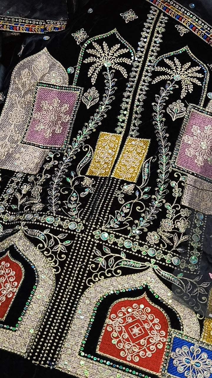 3pc Saira Noor articts black velvet
