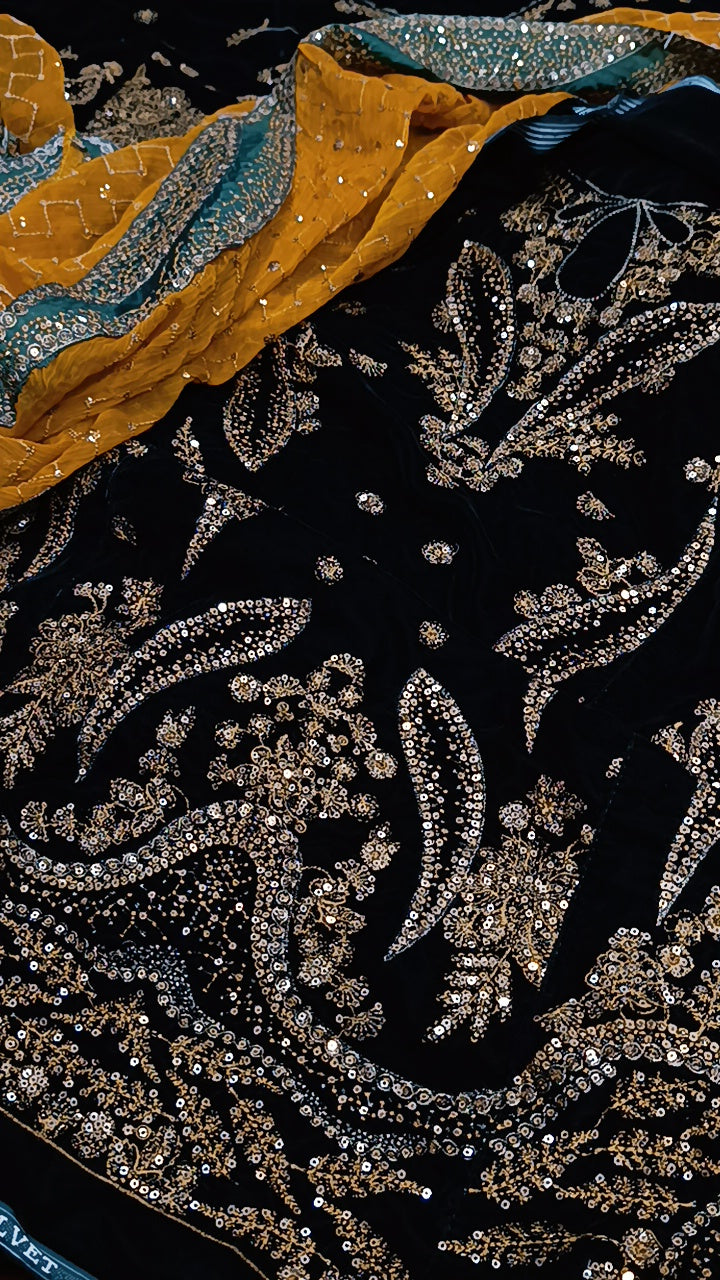 3pc Jazmin chaman green velvet