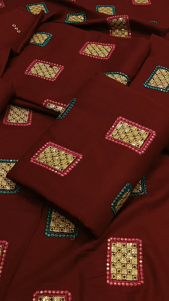 2pc  mehroon double square box dhankh