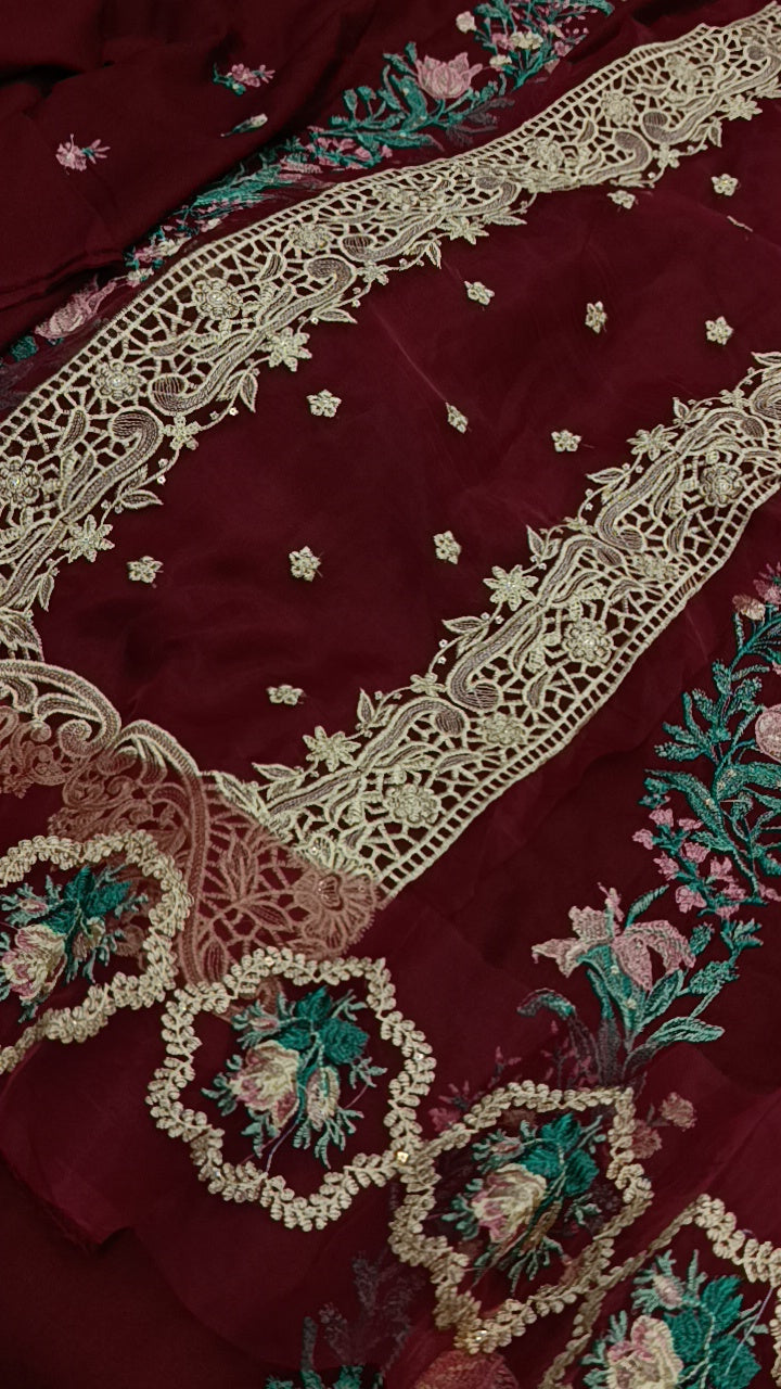 2pc mehroon khaf Aziz dhnakh