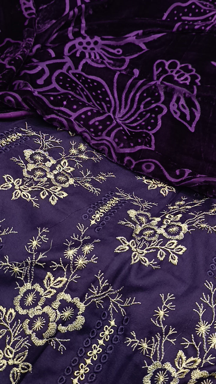 3pc purple stunning flowers dhnakh