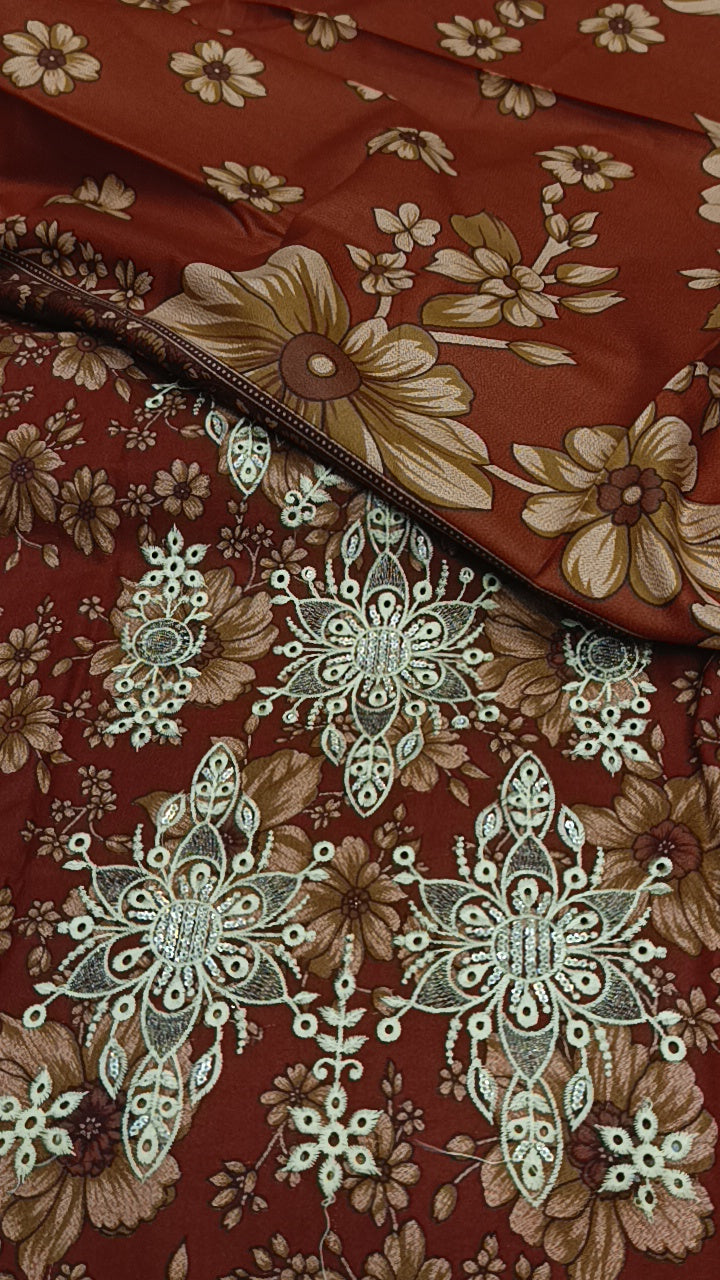 3pc surmai Dastaan redddish brown dhankh
