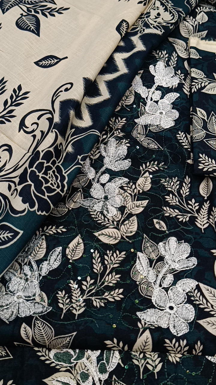 3pc Radhika green khaddar