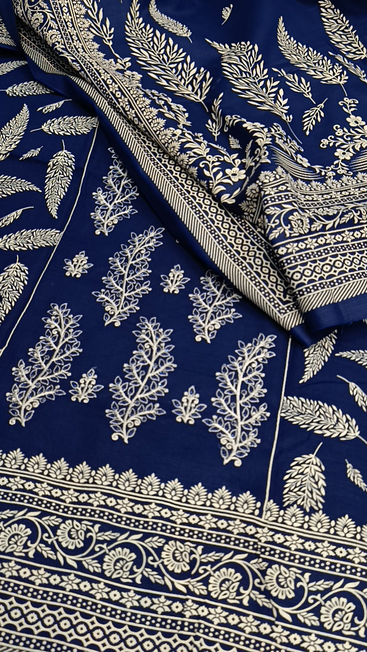 3pc Maheshwari blue dhankh
