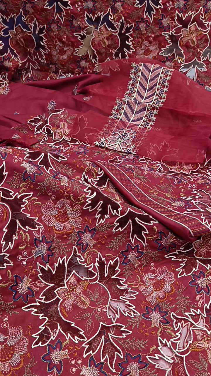 3pc Gobhi Mehroon applic dhankh