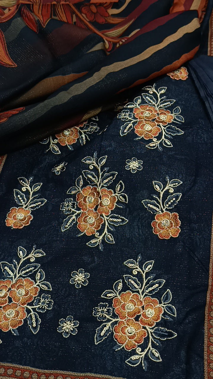 3pc zari dhankh miswara black