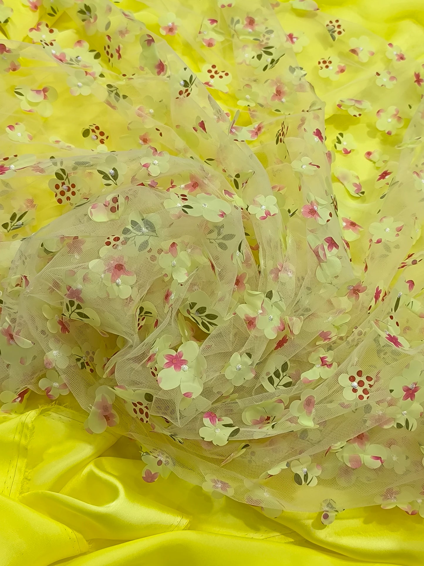Luxury 3PC Fancy Dress3D YELLOW FLOWER