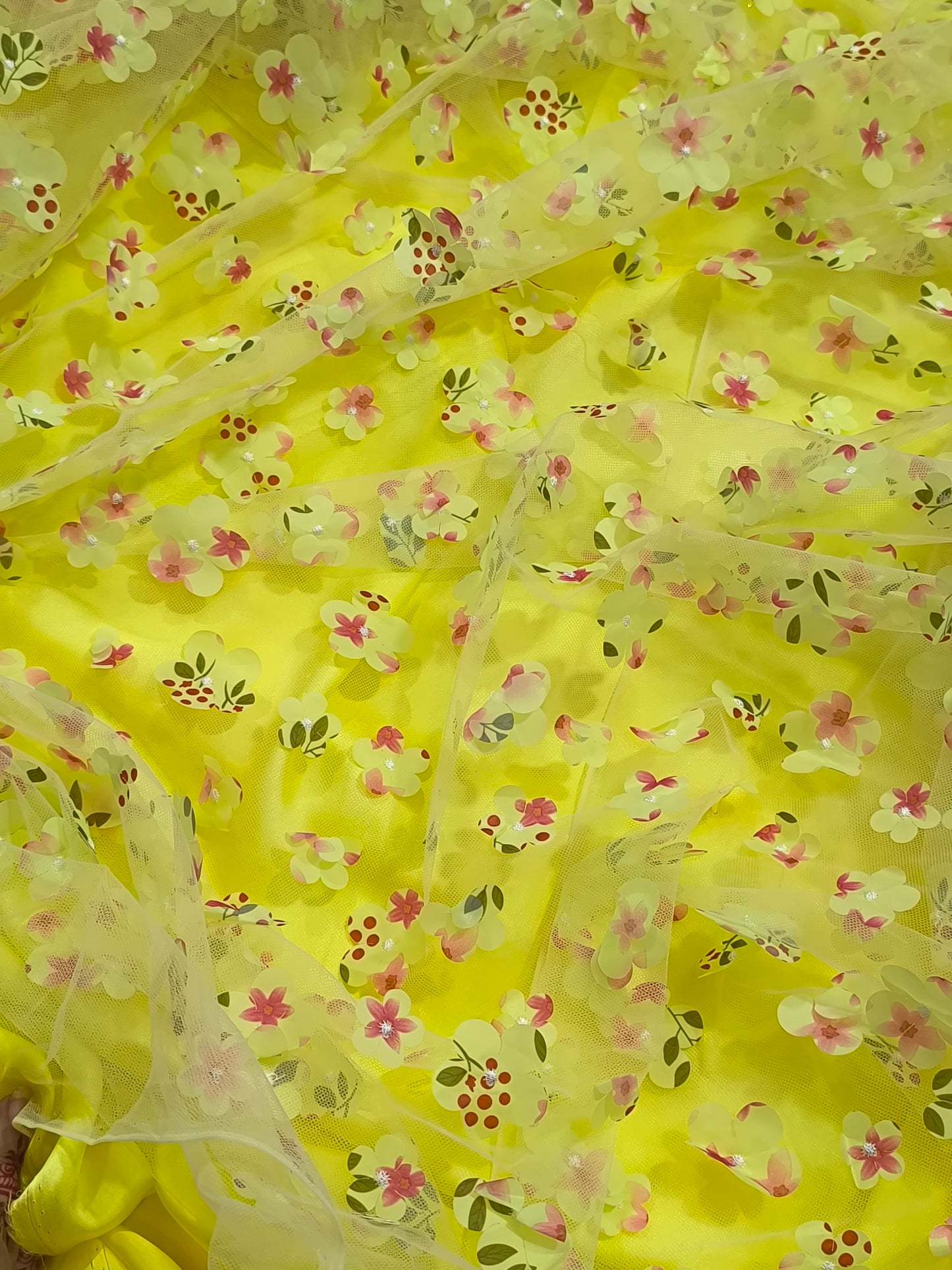 Luxury 3PC Fancy Dress3D YELLOW FLOWER
